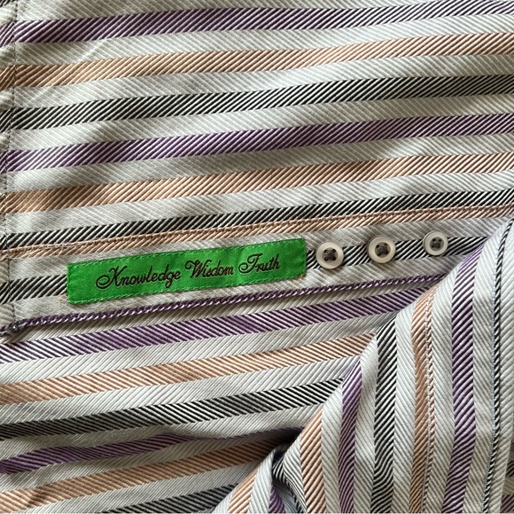 Robert Graham Button Down Flip Cuff Casual‎ Striped Dress Shirt Men's Size Large - Picture 5 of 15